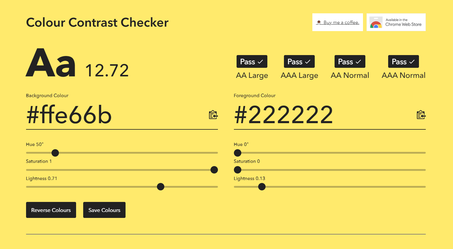 Compare the contrast ratio of 2 colours