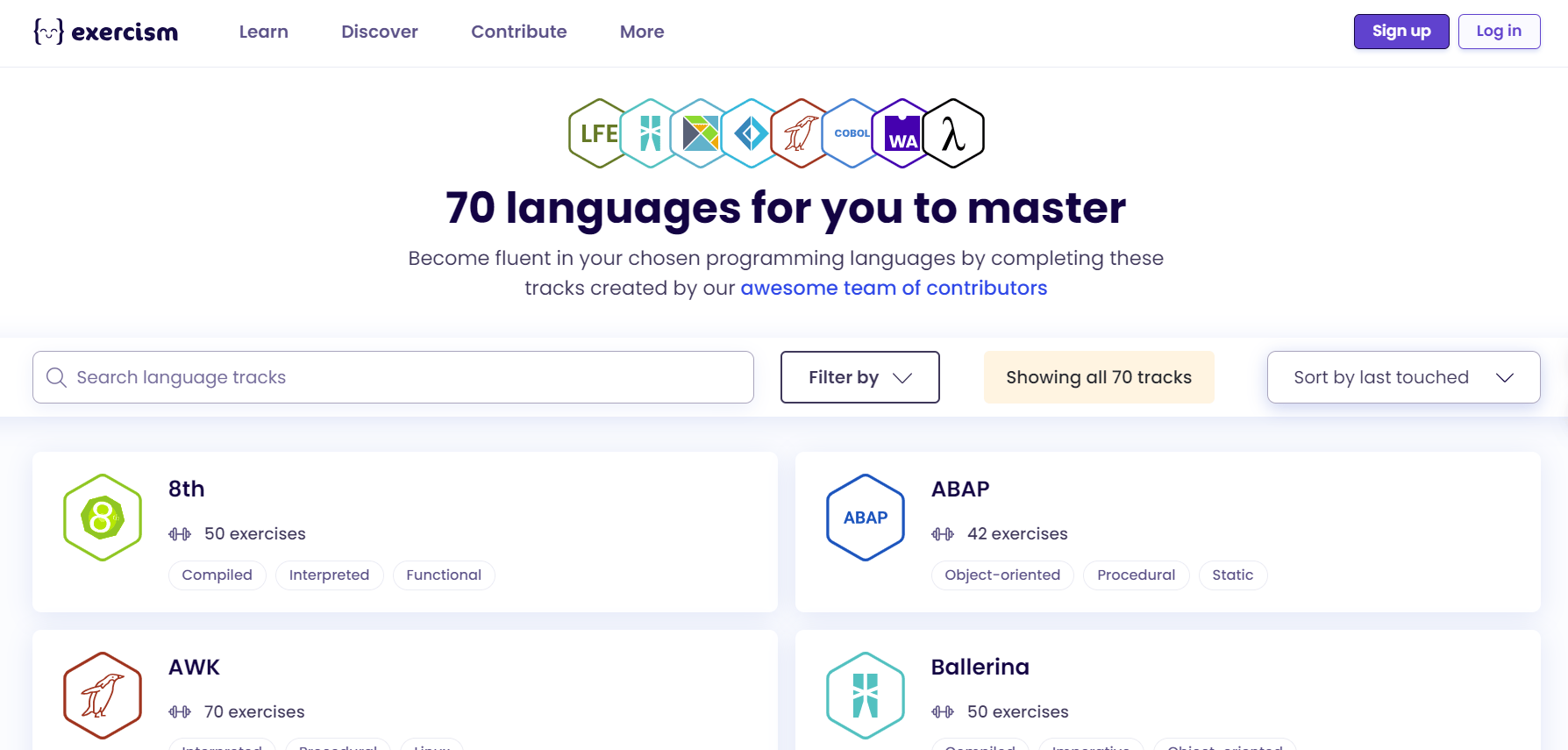 Develop fluency in 67 programming languages with a unique blend of learning