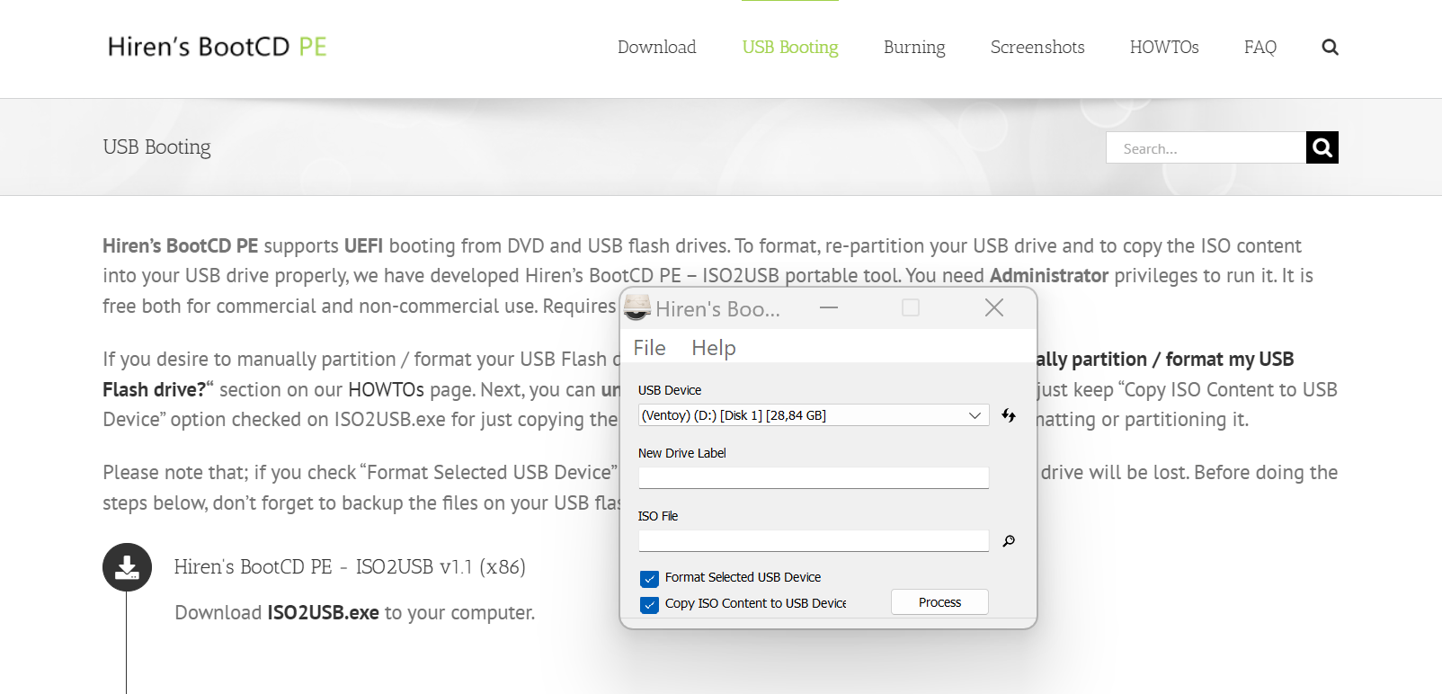 Easily burn ISO image files into USB flash drives