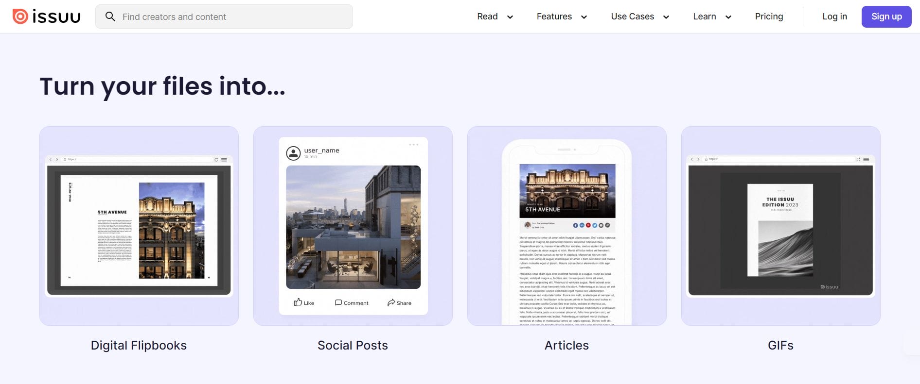 Create flipbooks and make your magazines and catalogues interactive by adding clickable links. Then publish and share. Always accessible at any time and from any device.