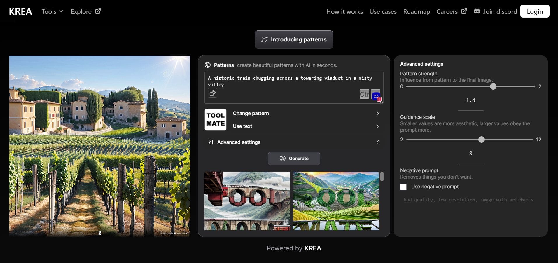 A new kind of tool for the next generation of digital artists. Create images using AI. Choose a pattern