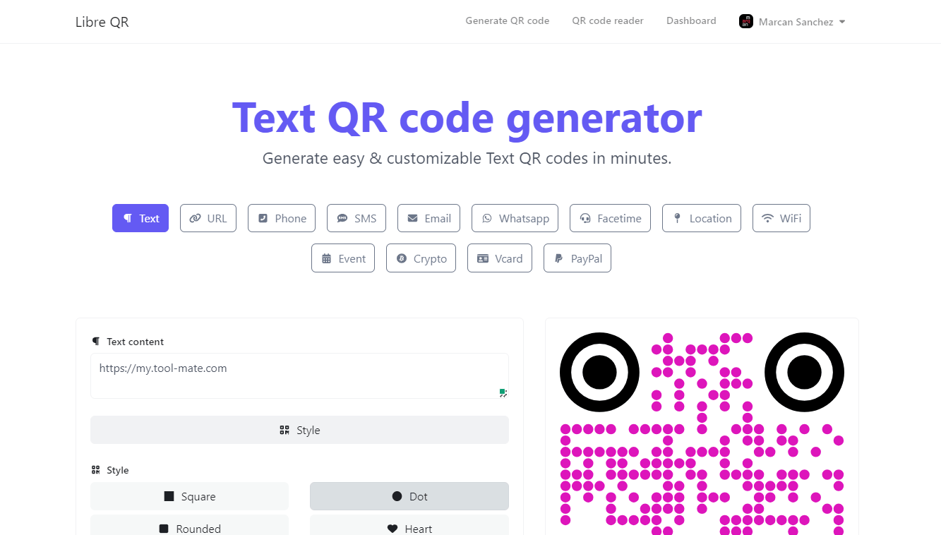 Free QR code generator! 13 QR code types