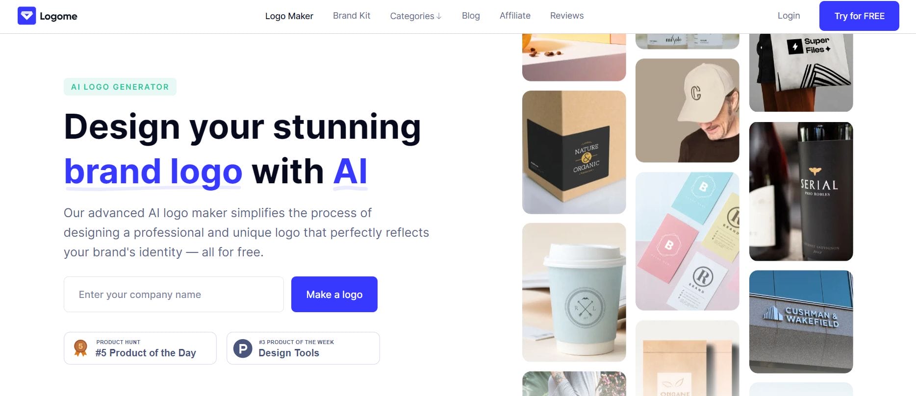 Design your stunning brand logo. An AI logo maker that simplifies the process of designing a professional and unique logo that perfectly reflects your brand's identity. All for free.