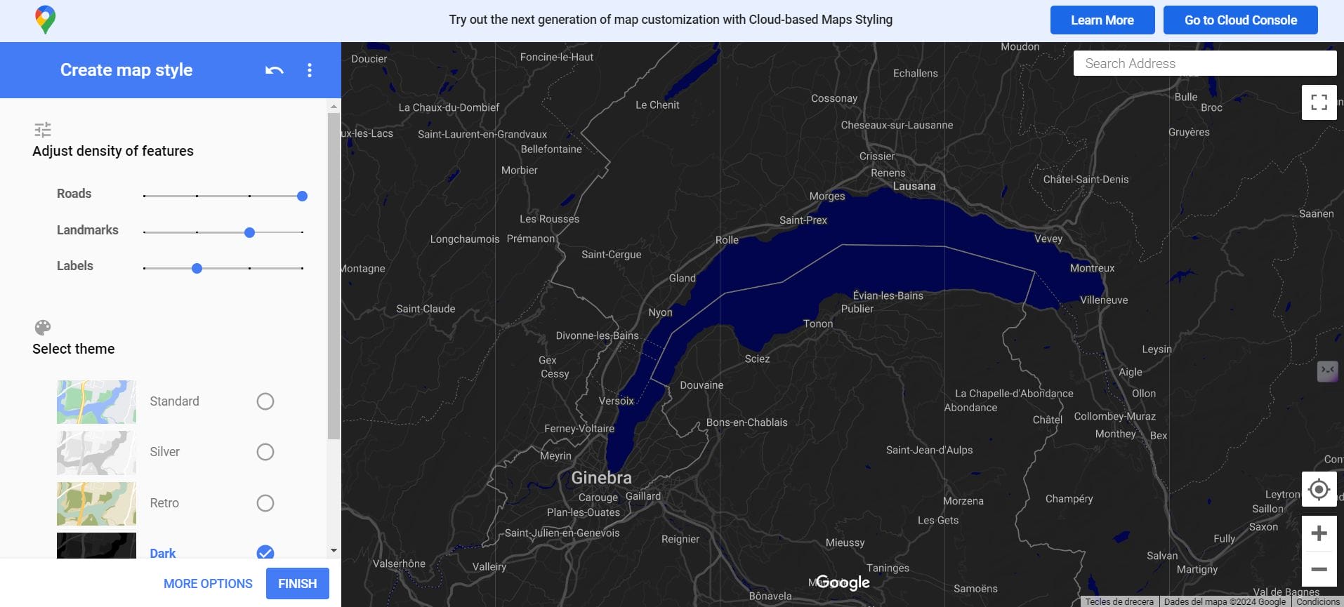 Use the Google Maps Styling Wizard to quickly create