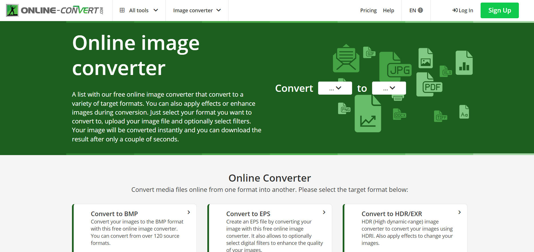 This free online image converter that convert to a variety of target formats. You can also apply effects or enhance images during conversion.