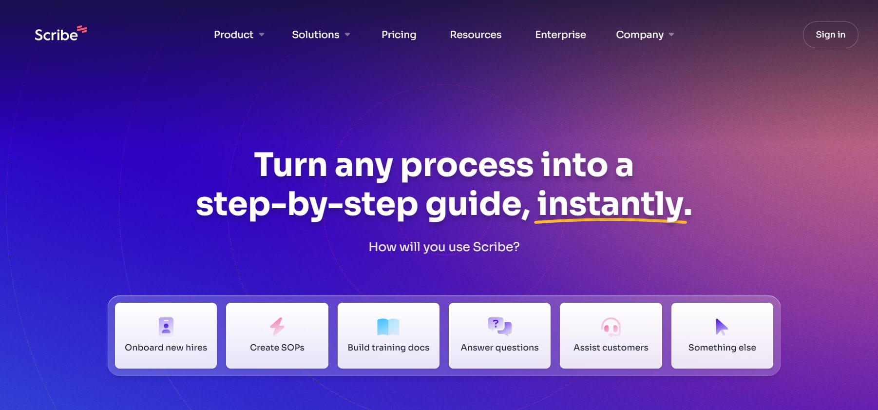 Record any process and Scribe automatically creates a how-to guide