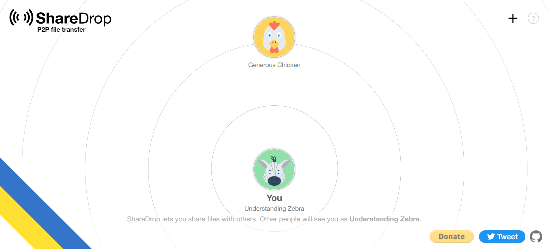 A free web that allows you to easily and securely drag and drop a file on another person's avatar and share directly between devices