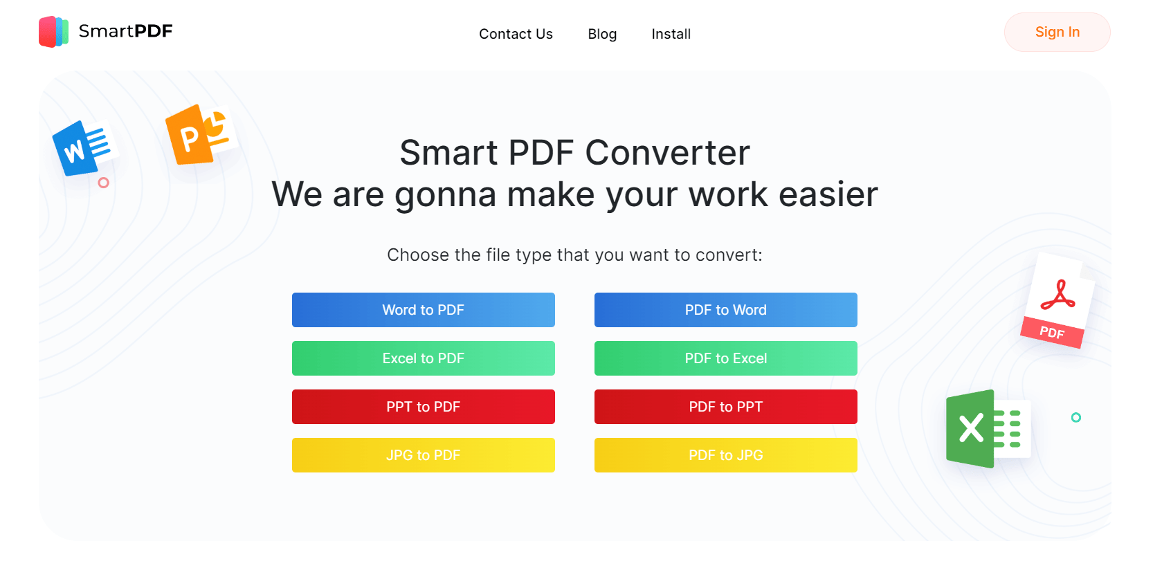 Smart PDF converter is a simple and clear PDF converter that supports different formats