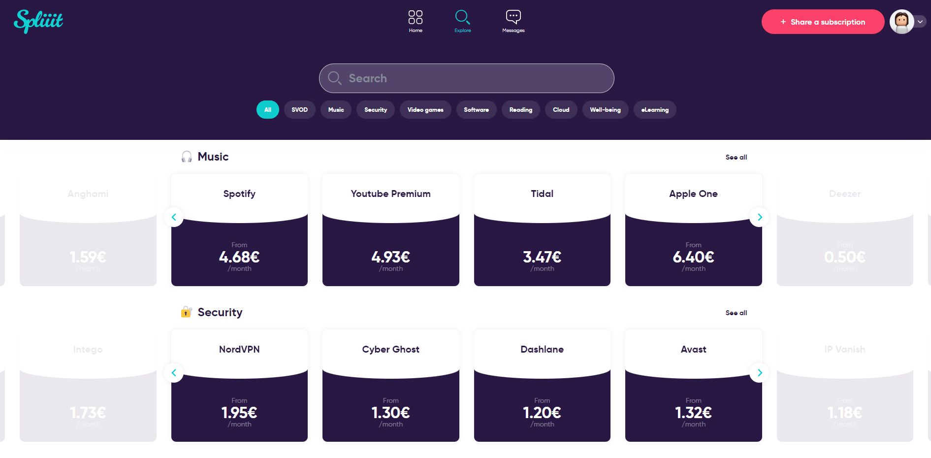 Share your remaining slots on the platform and find co-subscribers to split the cost of your subscription