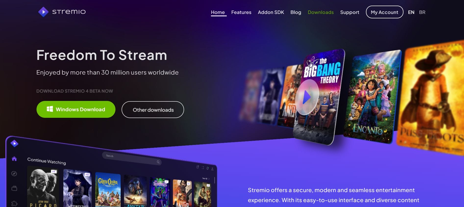 A free and open-source media center application to stream and organize your video content from various sources