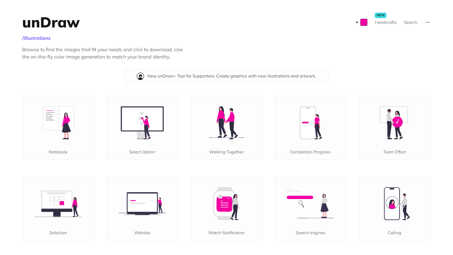 Quality SVG illustrations with customisable colors. Available for any idea you can imagine and create. Browse to find the images and use them completely free and without attribution.