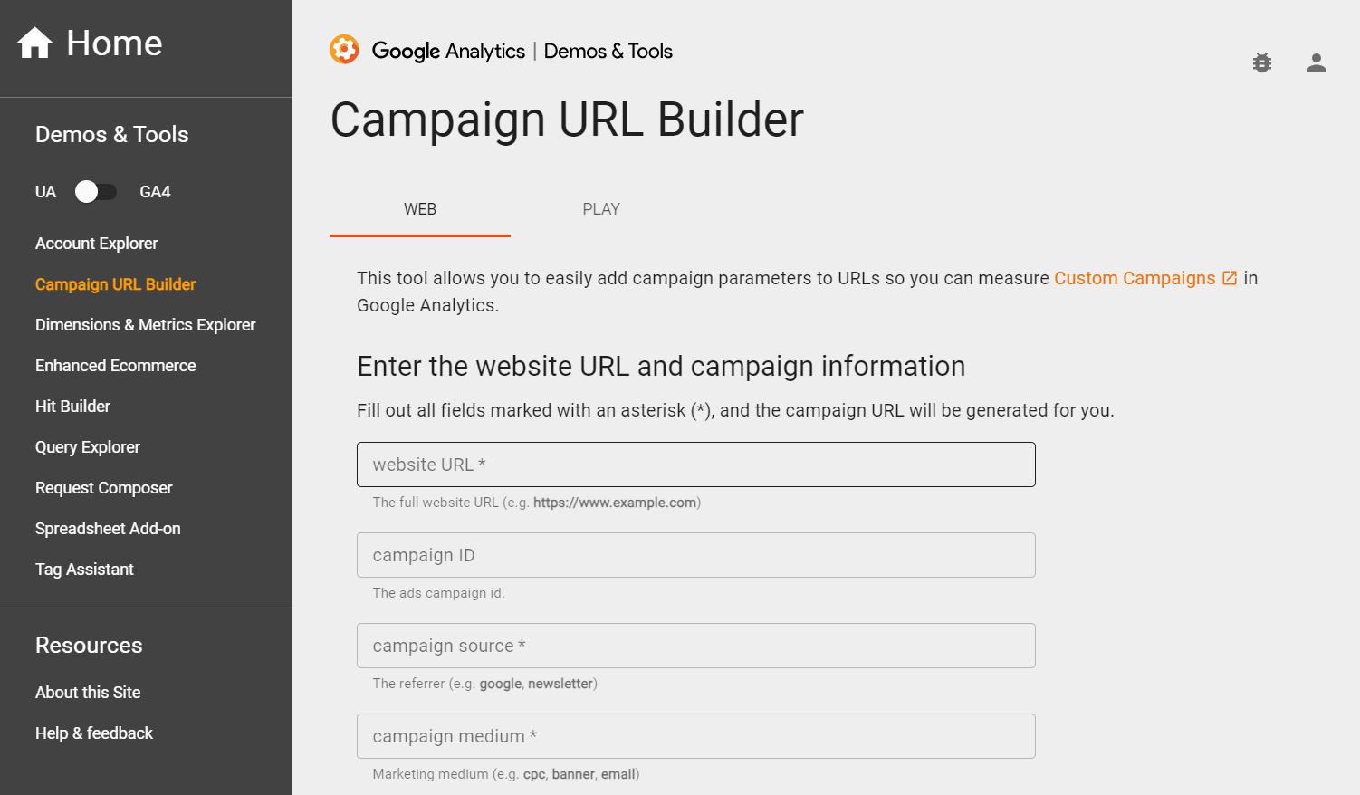 Easily add campaign UTM parameters to URLs so you can create unique URLs to measure custom campaigns in Google Analytics (by ID