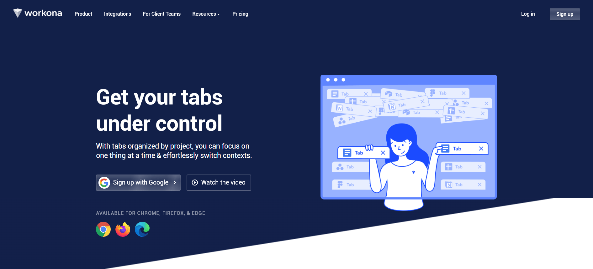 Get your tabs under control. Spaces are the solution to tab chaos. With tabs organized by project